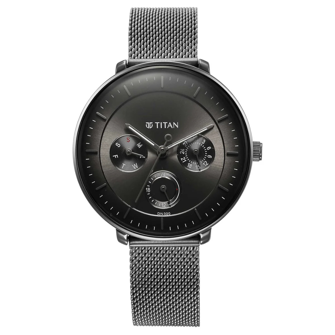 Titan Noir Anthracite Dial Metal Strap Watch