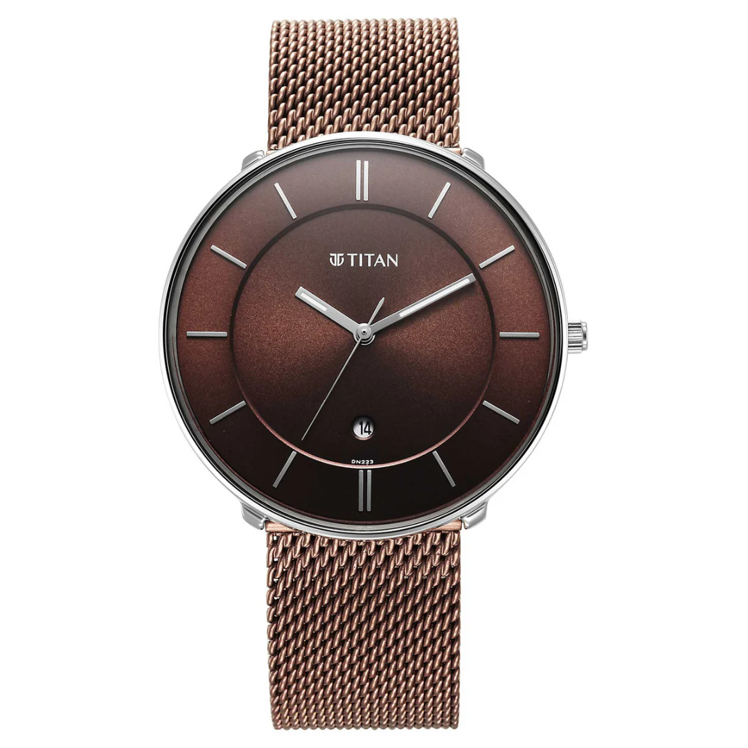 Titan Noir Brown Dial Metal Strap Analog Watch for Men
