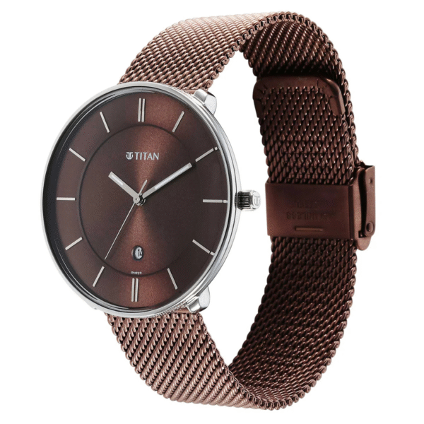 Titan Noir Brown Dial Metal Strap Analog Watch for Men - Image 2