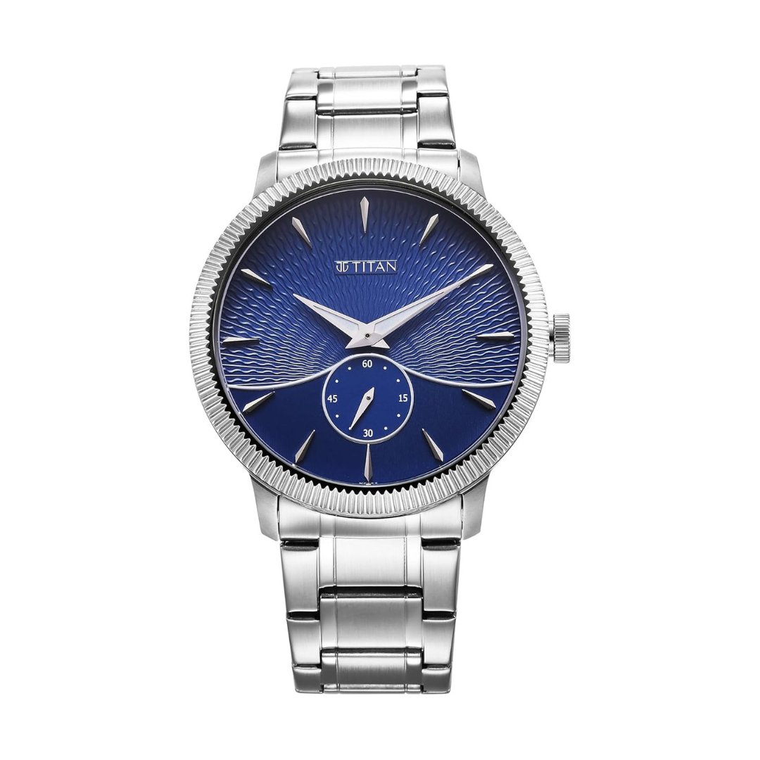 Titan Opulent V Blue Dial Stainless Steel Analog Watch for Men