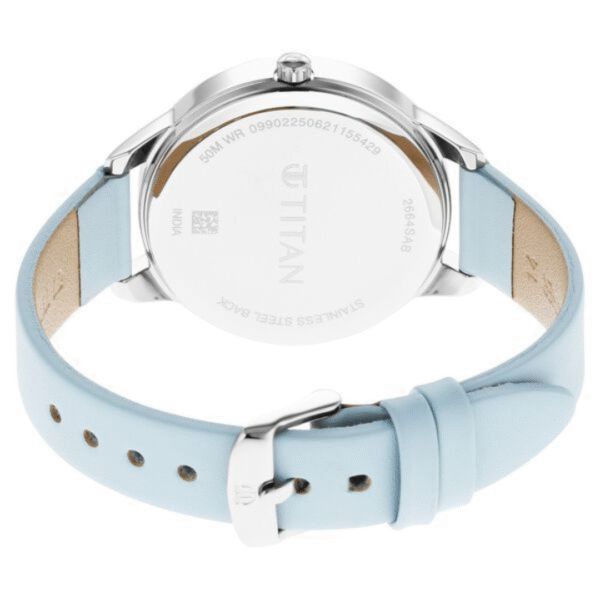 Titan Pastel Dreams Blue Dial Blue Leather Strap Watch - Image 4