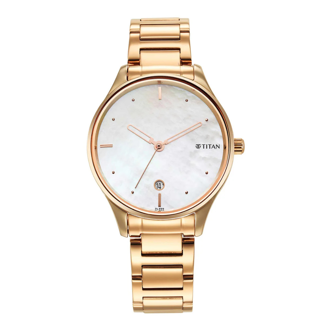 Titan Pastel Dreams White Mother of Pearl Dial Metal Strap Watch
