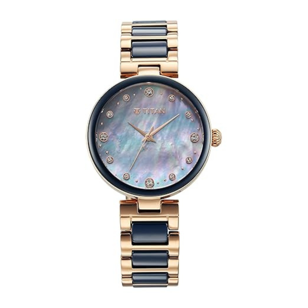 Titan Purple Ceramics Blue Dial Watch for Women