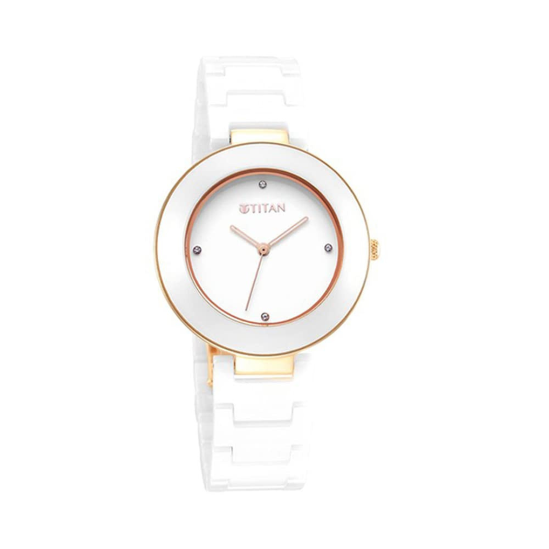 Titan Purple Ceramics White Dial Ceramic Strap Watch for Men