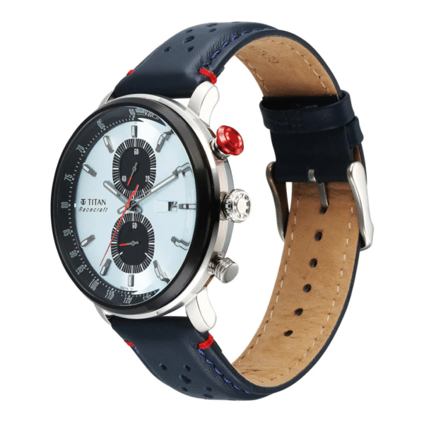 Titan Race Craft Blue Dial Leather Strap Chronograph Watch for Men - Image 2