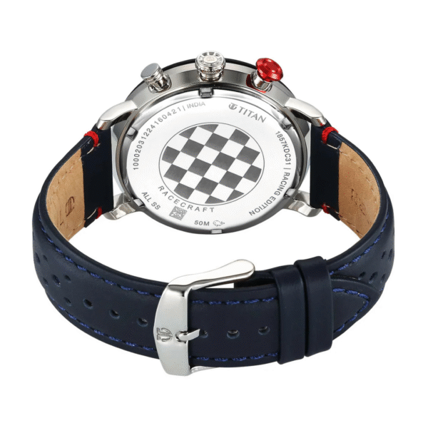 Titan Race Craft Blue Dial Leather Strap Chronograph Watch for Men - Image 4