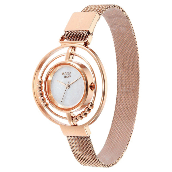 Titan Raga Delight Mother of Pearl Dial Stainless Steel Strap Watch for Women - Image 2