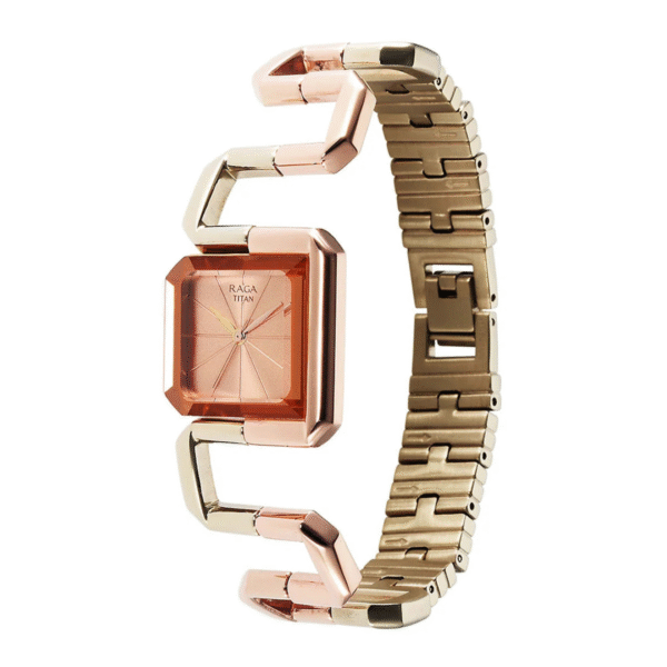 Titan Raga Delight Rose Gold Dial Stainless Steel Strap Watch for Women - Image 2