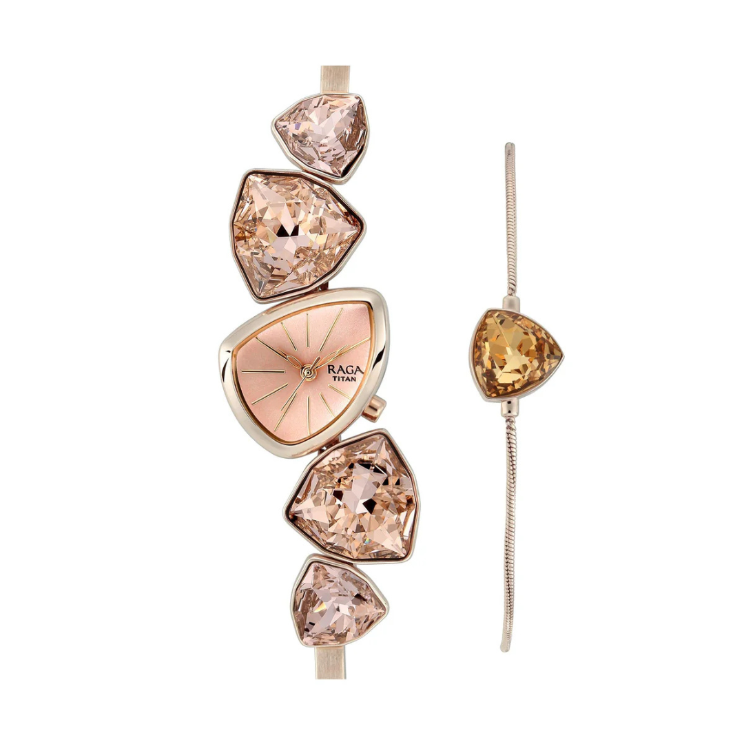 Titan Raga I Am Crystal Pink Dial Analog Watch for Women