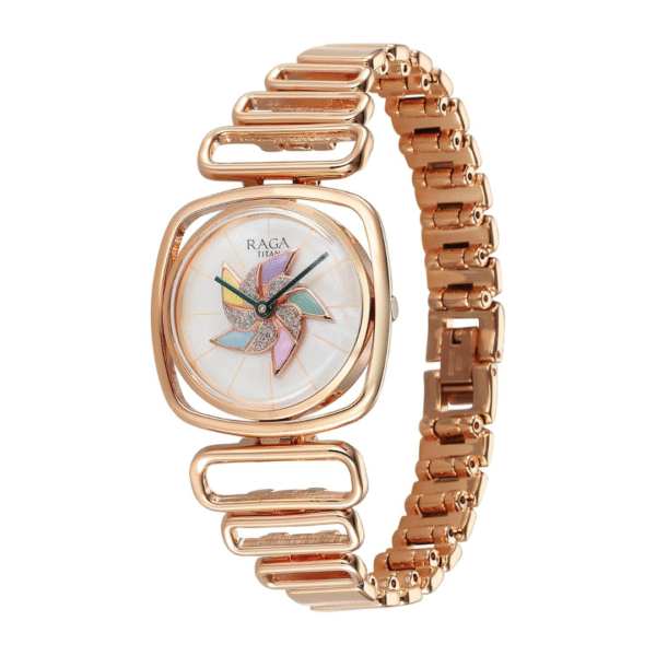 Titan Raga Memoirs Quartz Analog Mother of Pearl Dial With Rose Gold Color Metal Strap Watch For Women - Image 2