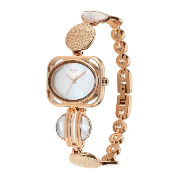 Titan Raga Power Pearls Quartz Analog Mother Of Pearl Dial Metal Strap Watch for Women - Image 2