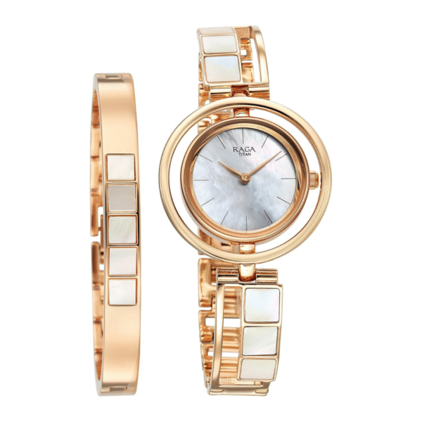 Titan Raga Power Pearls Quartz Analog Mother Of Pearl Dial Metal Strap Watch for Women - Image 3