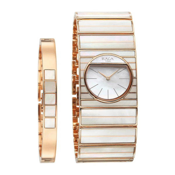 Titan Raga Power Pearls Quartz Analog Mother Of Pearl Dial Metal Strap Watch for Women - Image 2