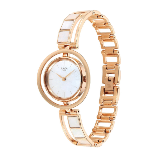 Titan Raga Power Pearls Quartz Analog Mother Of Pearl Dial Metal Strap Watch for Women - Image 2