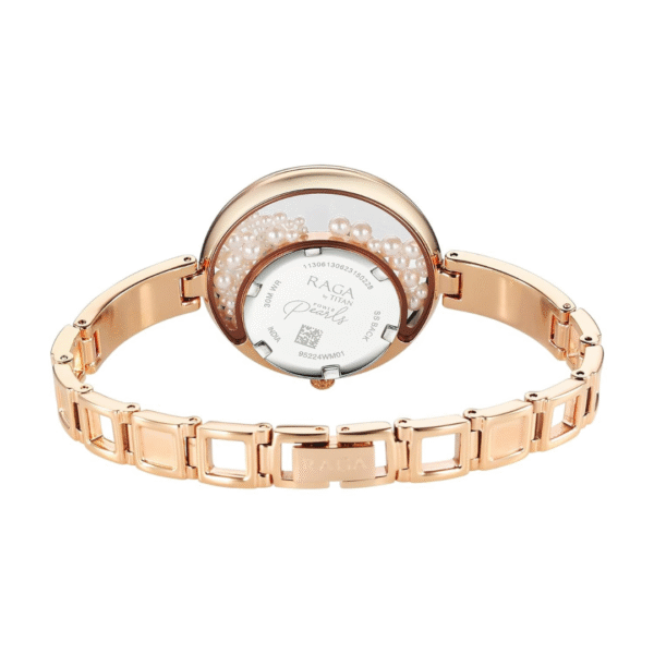 Titan Raga Power Pearls Quartz Analog White Dial Metal Strap Watch for Women - Image 4