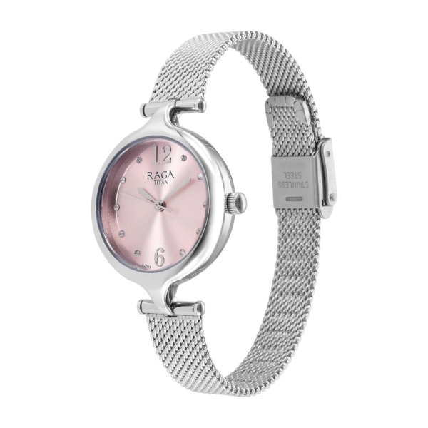 Titan Raga Showstopper Quartz Analog Pink Dial Metal Strap Watch for Women - Image 2