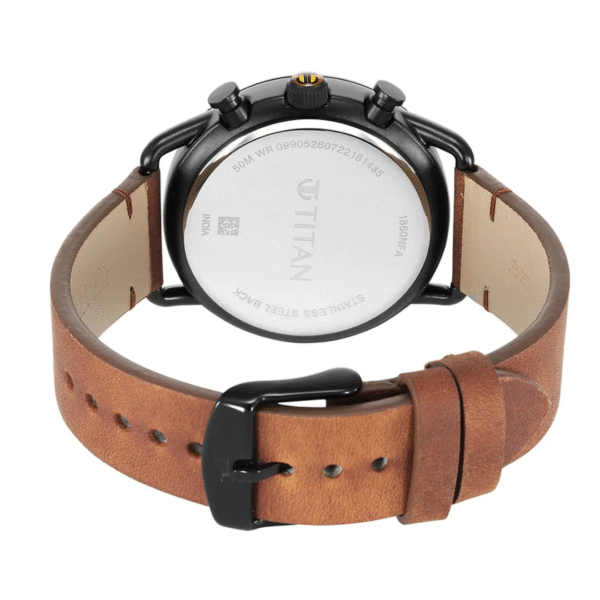 Titan Retro Beige Dial Brown Leather Strap Multifunction Watch for Men - Image 4