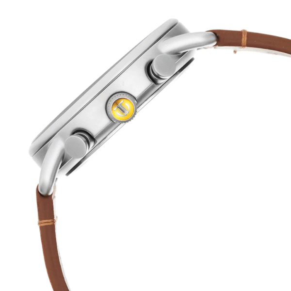 Titan Retro Silver White Dial Tan Leather Strap Multifunction Watch for Men - Image 3