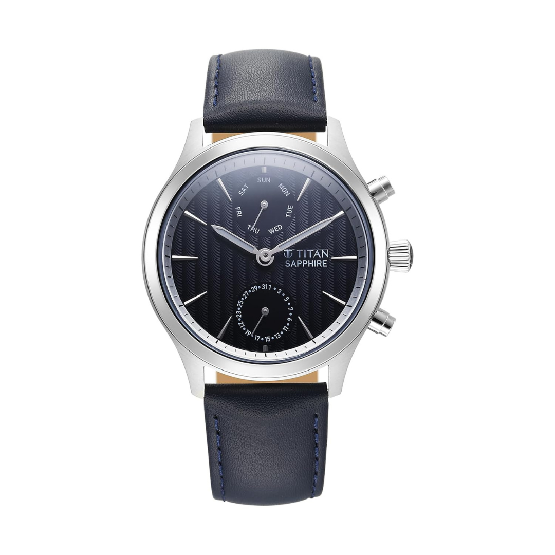 Titan Sapphire Blue Dial Leather Strap Watch for Men