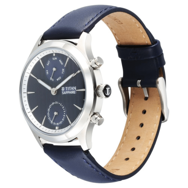 Titan Sapphire Blue Dial Leather Strap Watch for Men - Image 2
