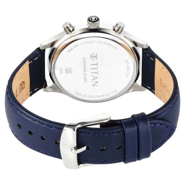 Titan Sapphire Blue Dial Leather Strap Watch for Men - Image 4