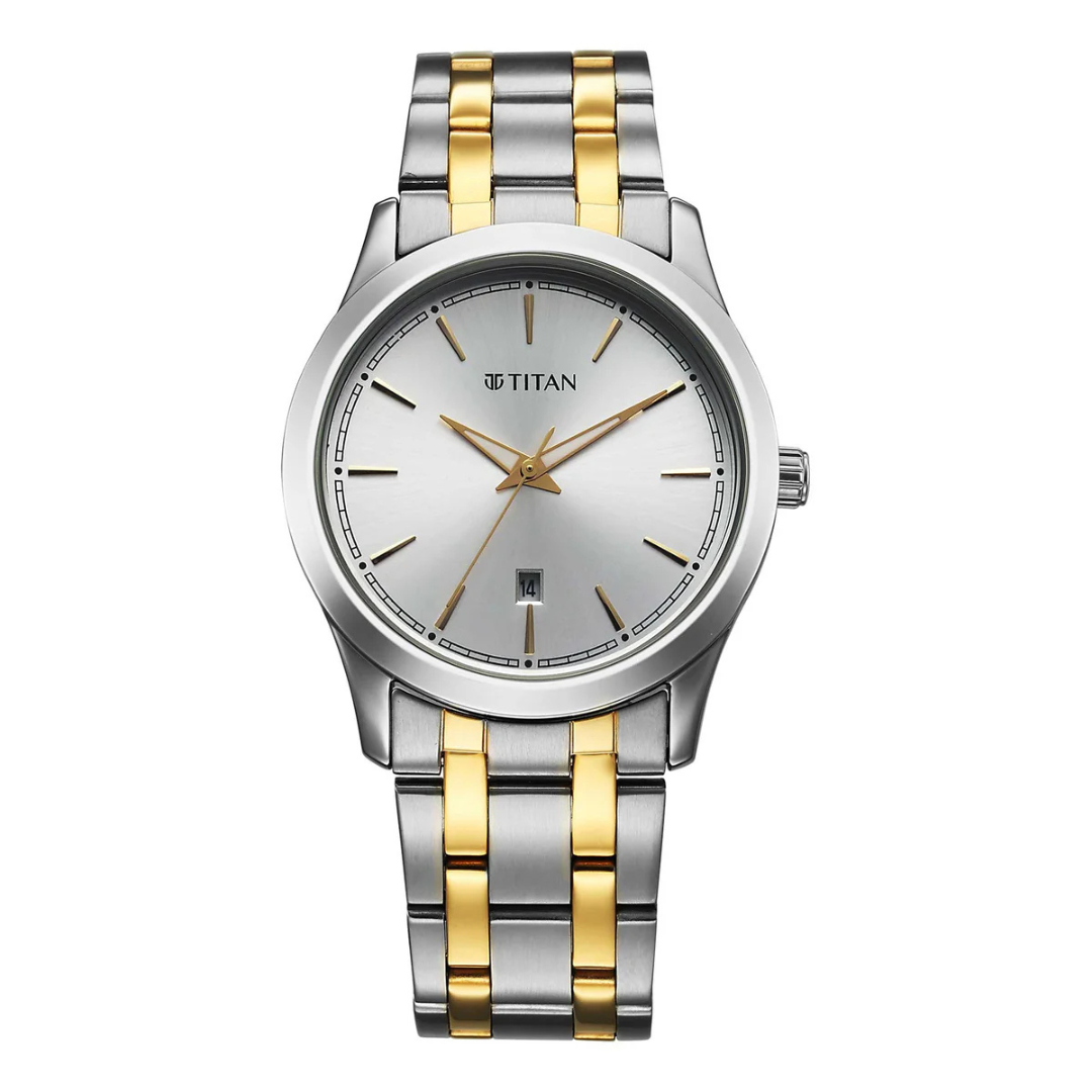Titan Silver White Dial Analog Watch for Men