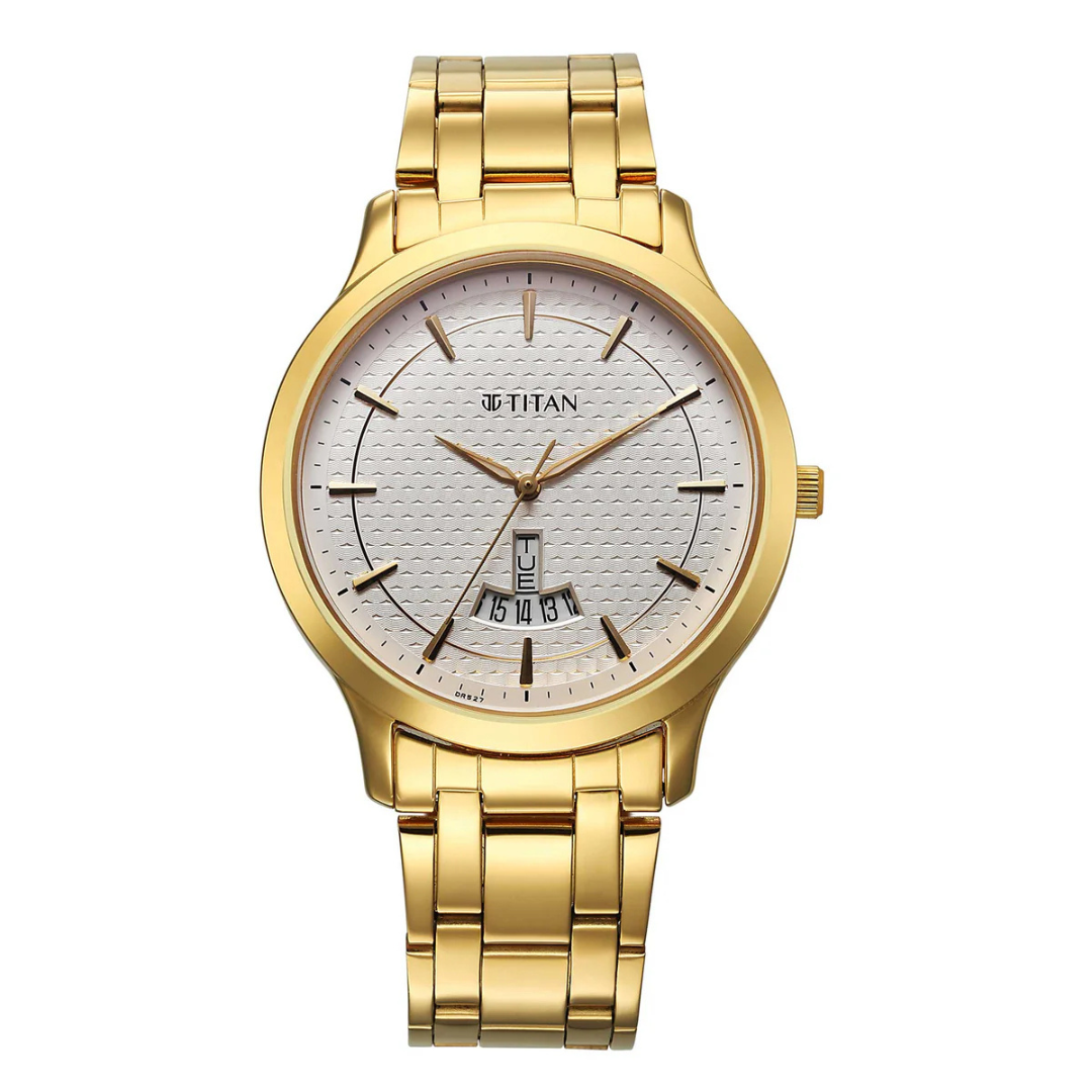 Titan Silver White Dial Analog Watch for Men