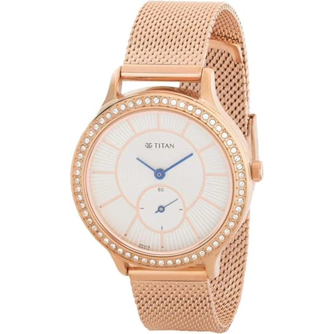 Titan Sparkle II Silver Dial Metal Strap Watch