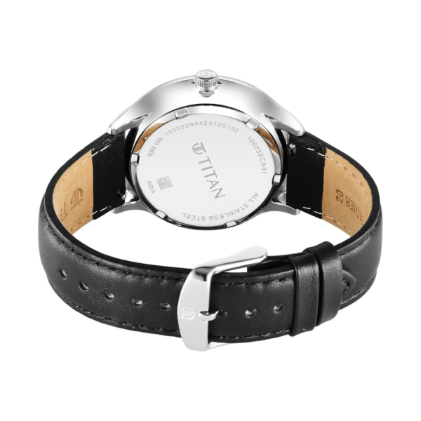 Titan Timeless Treasures Quartz Analog with Date White Dial With Black Color Leather Strap Watch For Men - Image 4
