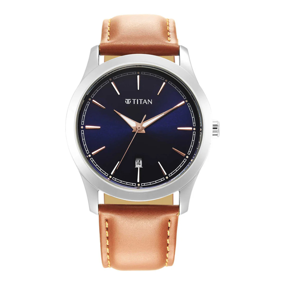 Titan Urban Blue Dial Leather Strap Watch for Men
