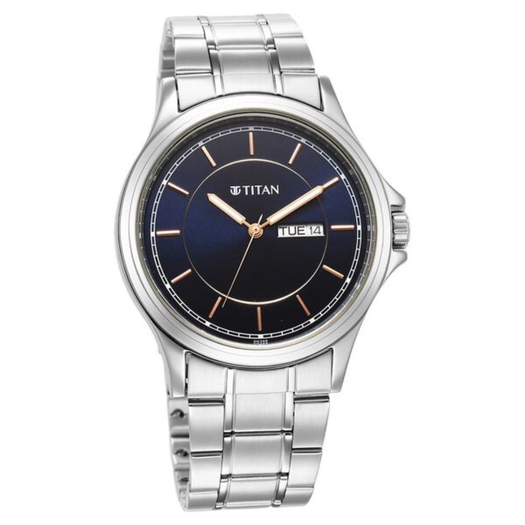Titan Urban Blue Dial Metal Strap Watch for Men