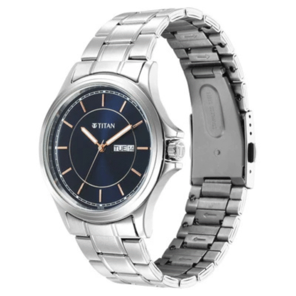 Titan Urban Blue Dial Metal Strap Watch for Men - Image 2
