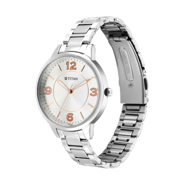Titan Urban Silver White Dial Metal Strap Watch - Image 2