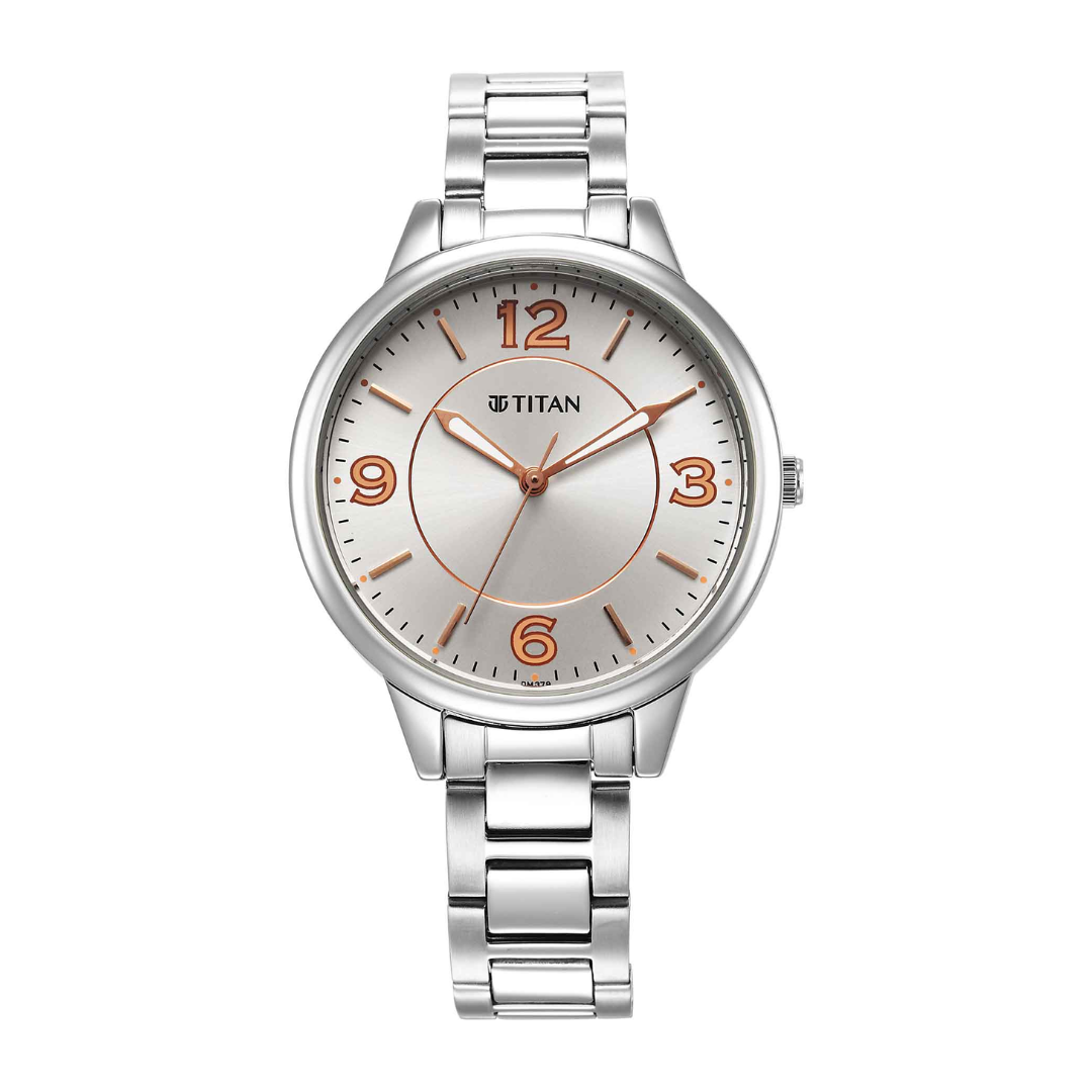 Titan Urban Silver White Dial Metal Strap Watch