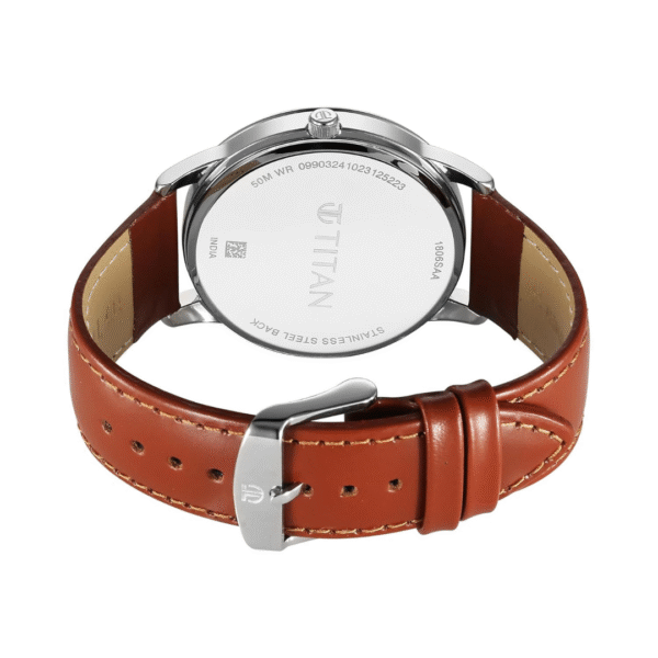 Titan Wrist Wit Quartz Analog with Date Blue Dial Leather Strap Watch for Men - Image 4