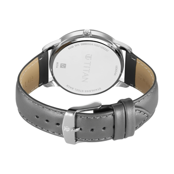 Titan Wrist Wit Quartz Analog with Date Grey Dial Leather Strap Watch for Men - Image 4