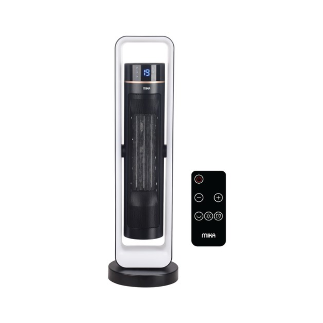 MIKA Tower Ceramic Heater, 1500W-2200W, With Remote, Black & White MH202R