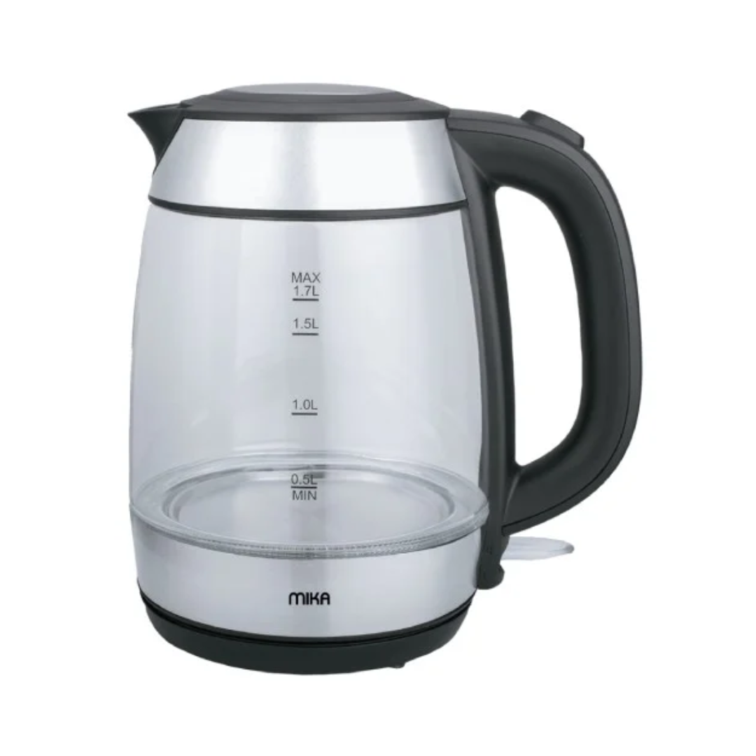 MIKA Kettle, 1.7L, Glass, 360º Cordless, Concealed Element, Glass Black MKT4101GB