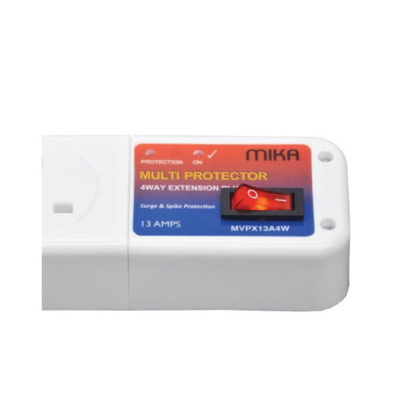 MIKA Multi Guard, 4 Way with Switch, Extension Plug 13 Amps MVPX13A4W