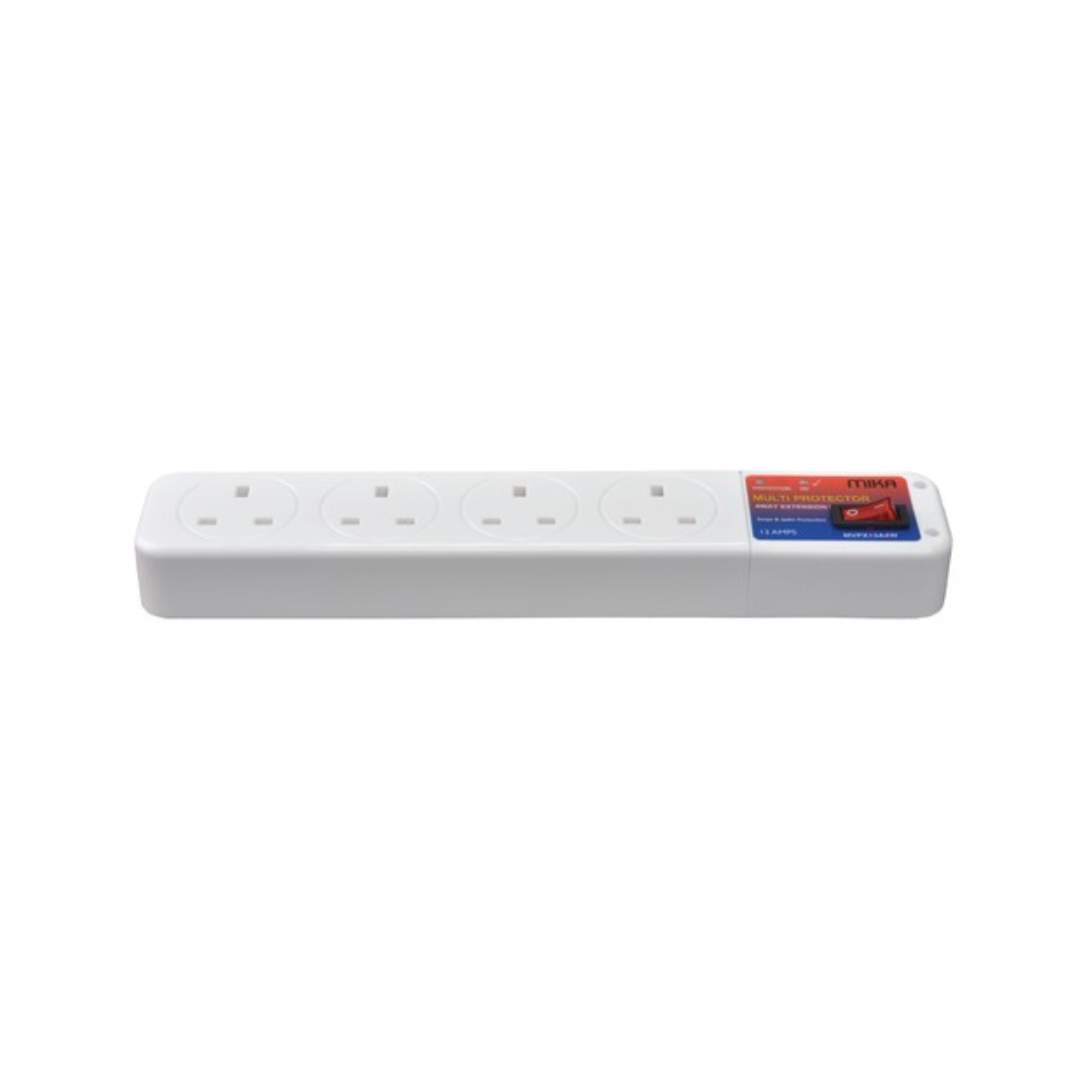 MIKA Multi Guard, 4 Way with Switch, Extension Plug 13 Amps MVPX13A4W