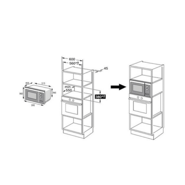 MIKA Built In Microwave, 25L, Touch Control, Black MMWDGTA252BBI