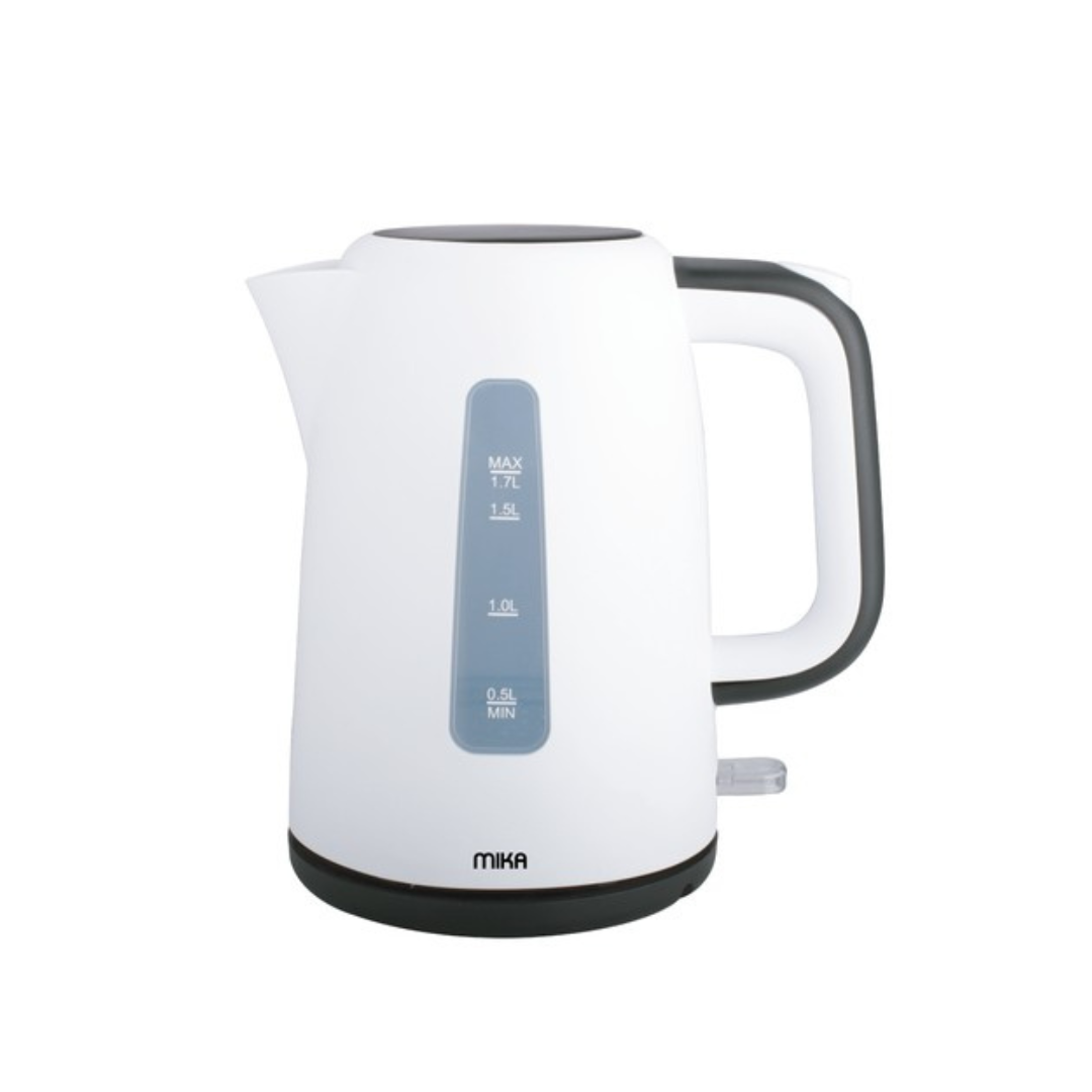 MIKA Kettle, 1.7L, Plastic, 360º Cordless, Concealed Element, Cream White & Black MKT1601WB