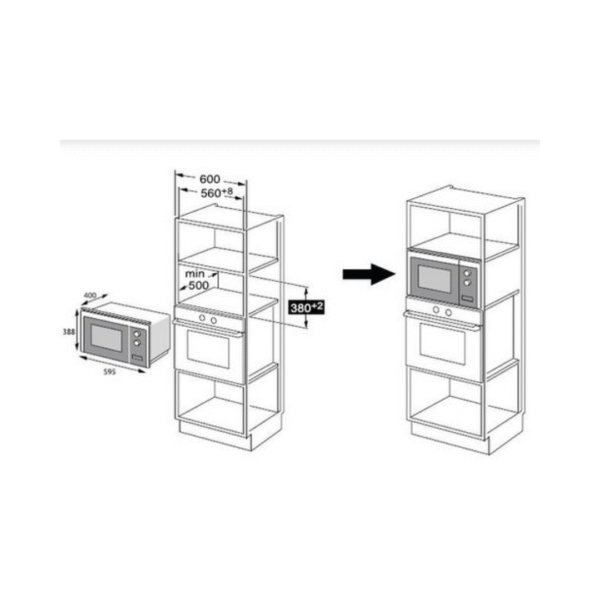 MIKA Built In Microwave, 25L, Black MMWDGBB251BBI