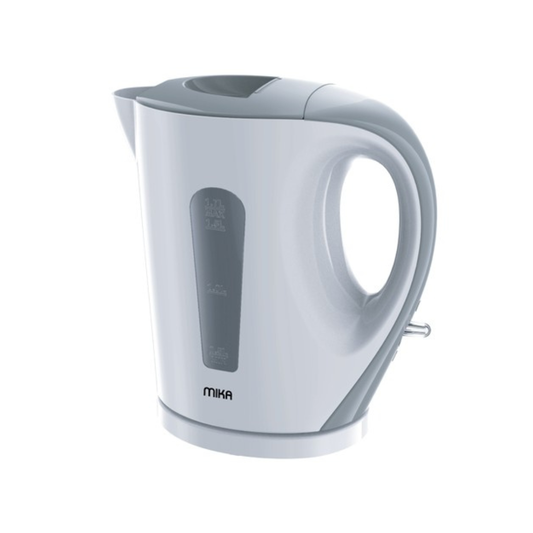MIKA Kettle, 1.7L, Plastic, Cordless, Open Element, Cream White & Grey MKT1102WG