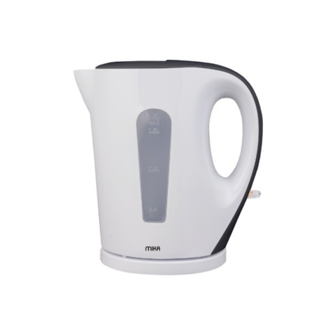 MIKA Kettle, 1.7L, Plastic, Cordless, Open Element, Cream White & Black MKT1105WB