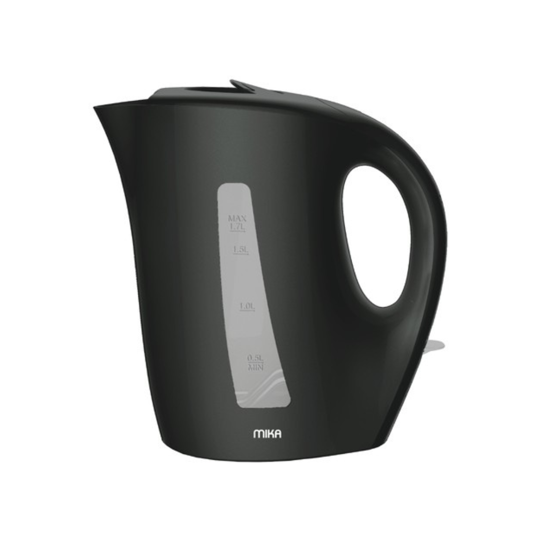 MIKA Kettle, 1.7L, Plastic, Corded, Open Element, Black MKT1006B