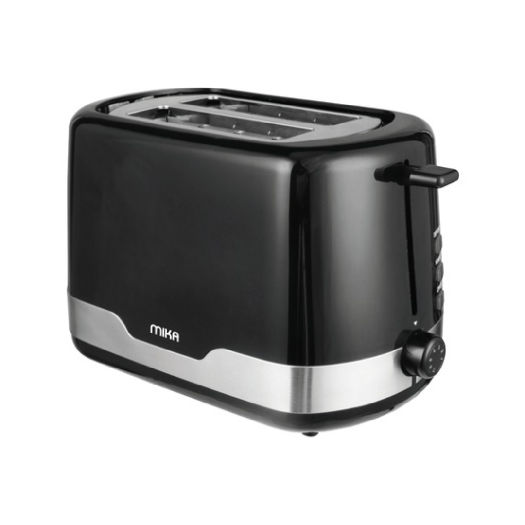 MIKA Toaster, 2 Slice, Black With Stainless Steel Trim MTS2204