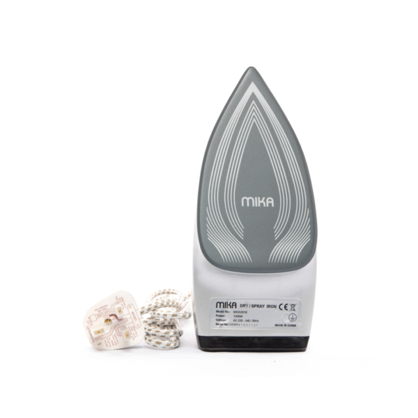 MIKA Dry Iron with Spray, Ceramic Soleplate, White & Black MIDS201C