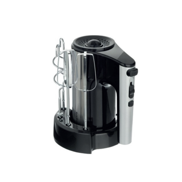 MIKA Hand Mixer, With Organizer, 280W, 5 Speed with Turbo, Dough Hook, Black & SS MMH101BS
