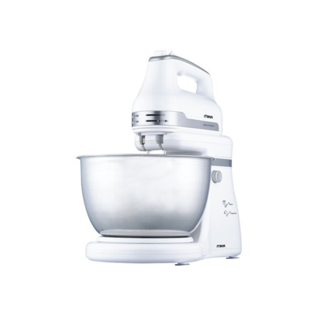 MIKA Stand & Hand Mixer with Bowl, 500W, 4L, 5 Speed with Turbo, 3D Mixing MMHS201WS